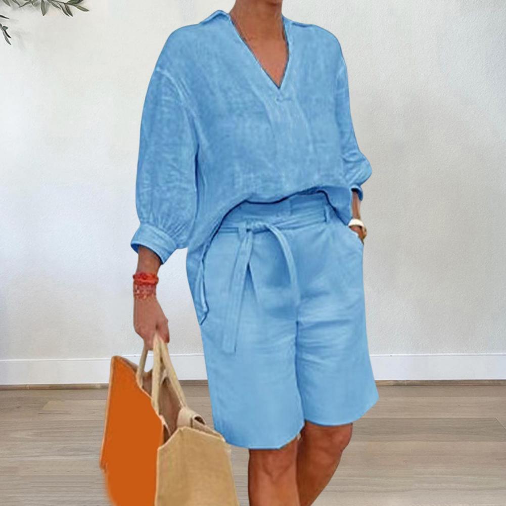 Linen Shirt Breathable - Conjunto de dos piezas de algodón