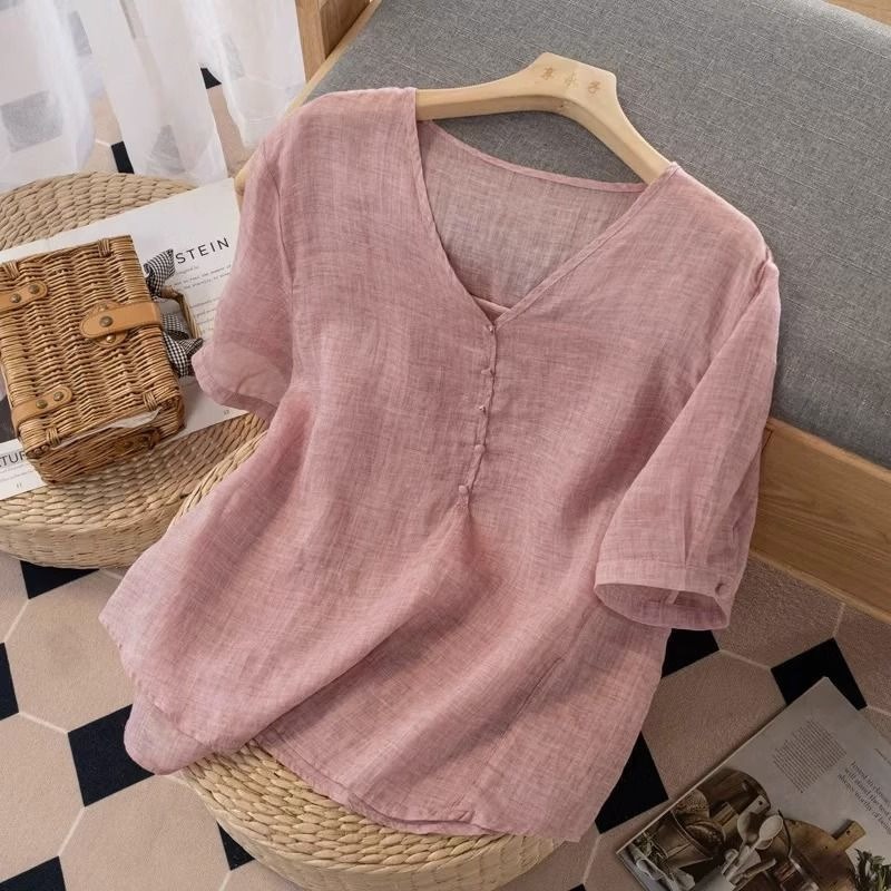 Camiseta de lino para mujer co - Linen Shirt Breathable reseña y precio