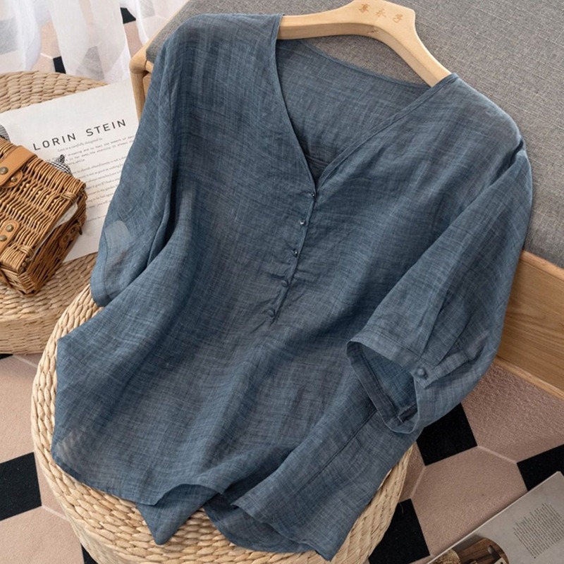 Camiseta de lino para mujer co - Linen Shirt Breathable reseña y precio