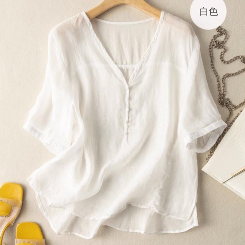 Camiseta de lino para mujer co - Linen Shirt Breathable reseña y precio
